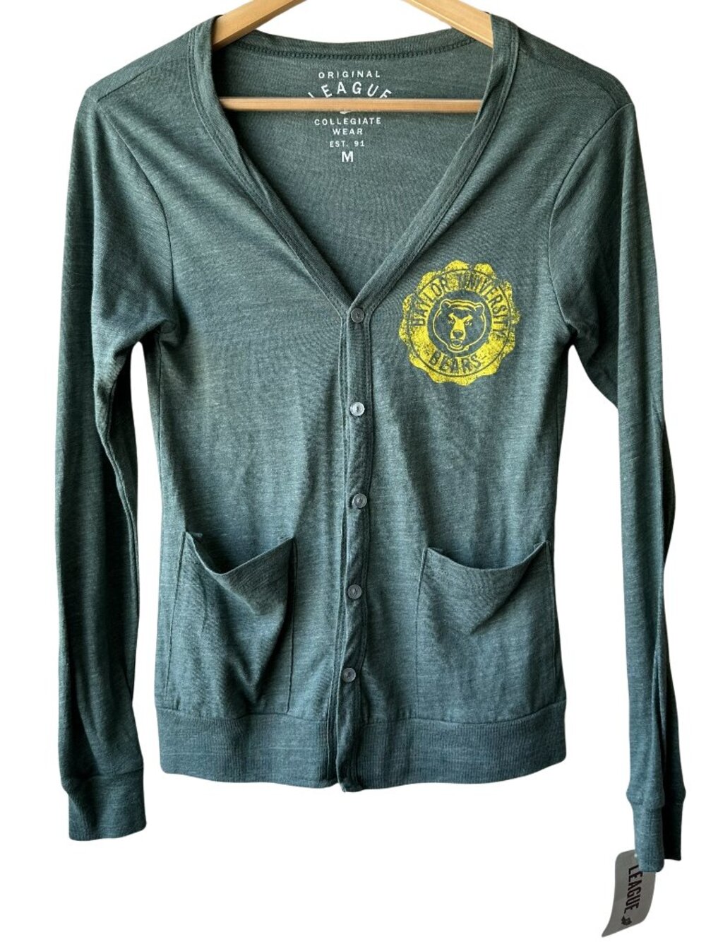 NEW Baylor Bears Original League Women's M Lightweight Green Cardigan NCAA